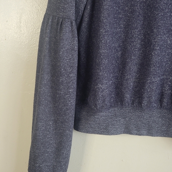 Buffalo David Bitton Womens Heathered Blue puffy sleeve shirt - Picture 3 of 4